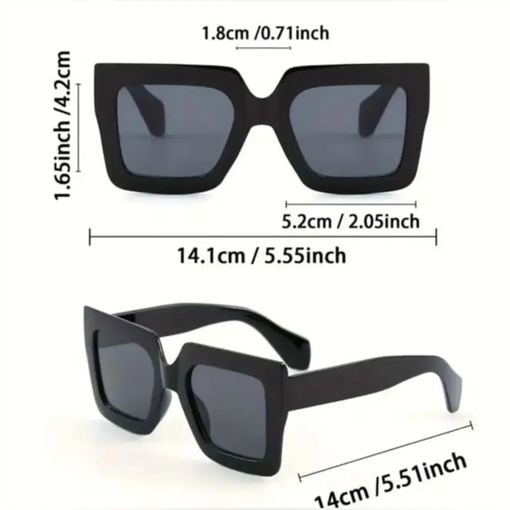Baddie Square Trendy Black Sunglasses